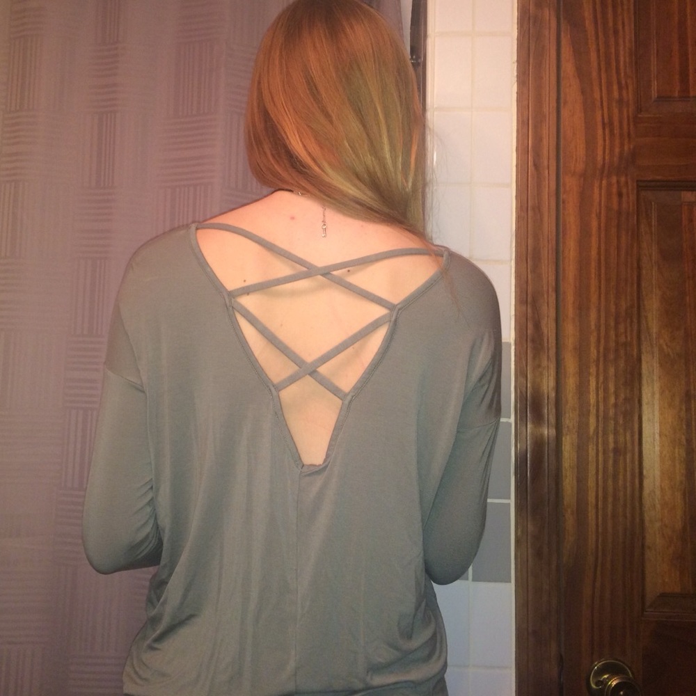 Forever 21 green lace up back long sleeve